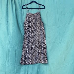 90s style spaghetti strap black floral midi dress